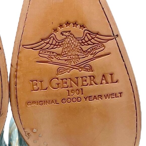 NWT El General Caiman Cowboy Boots Light Blue Leather US Size 9 MX 26 Rodeo Boho - Picture 12 of 16